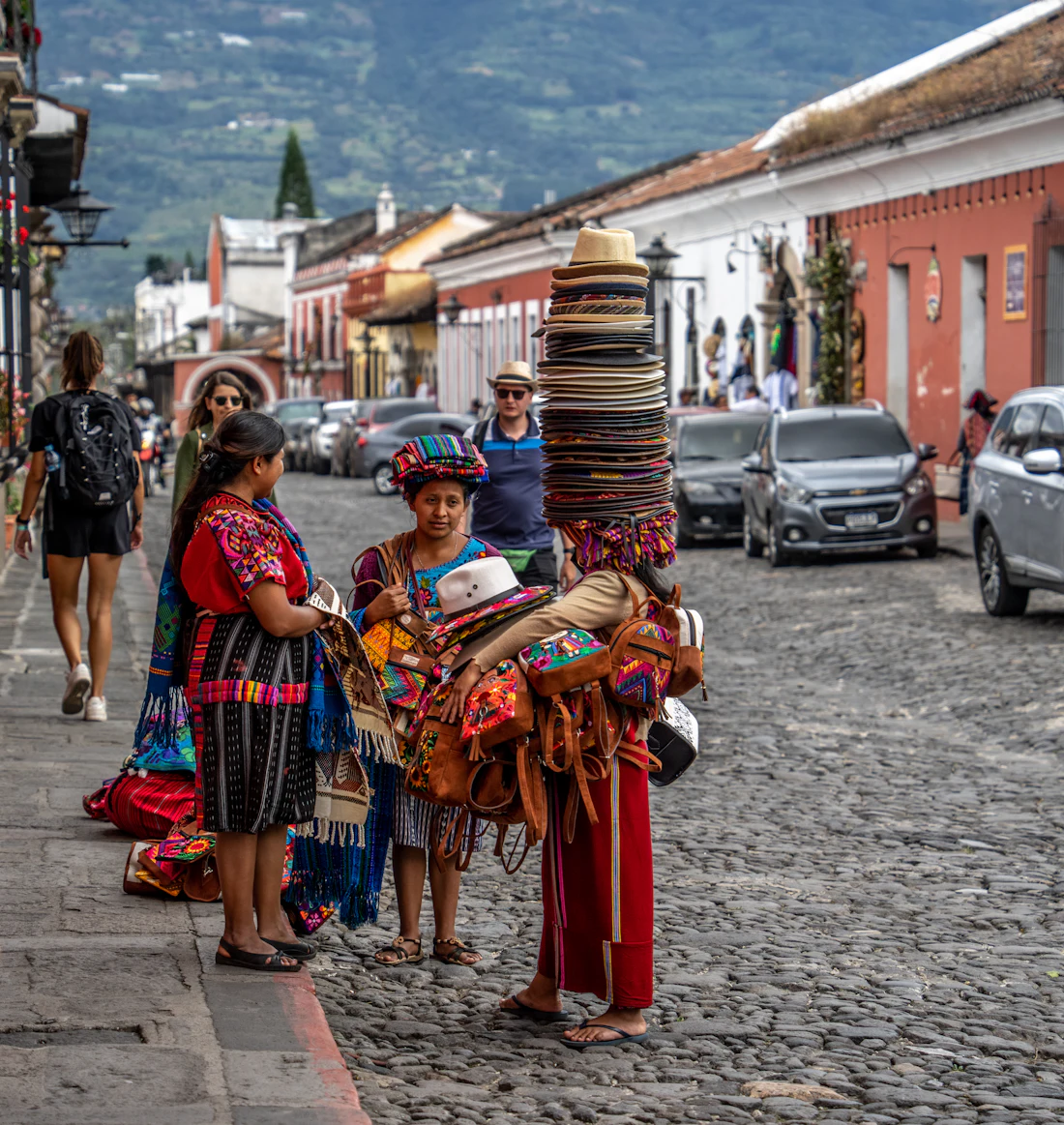 A group of people in traditional Guatemalan dress