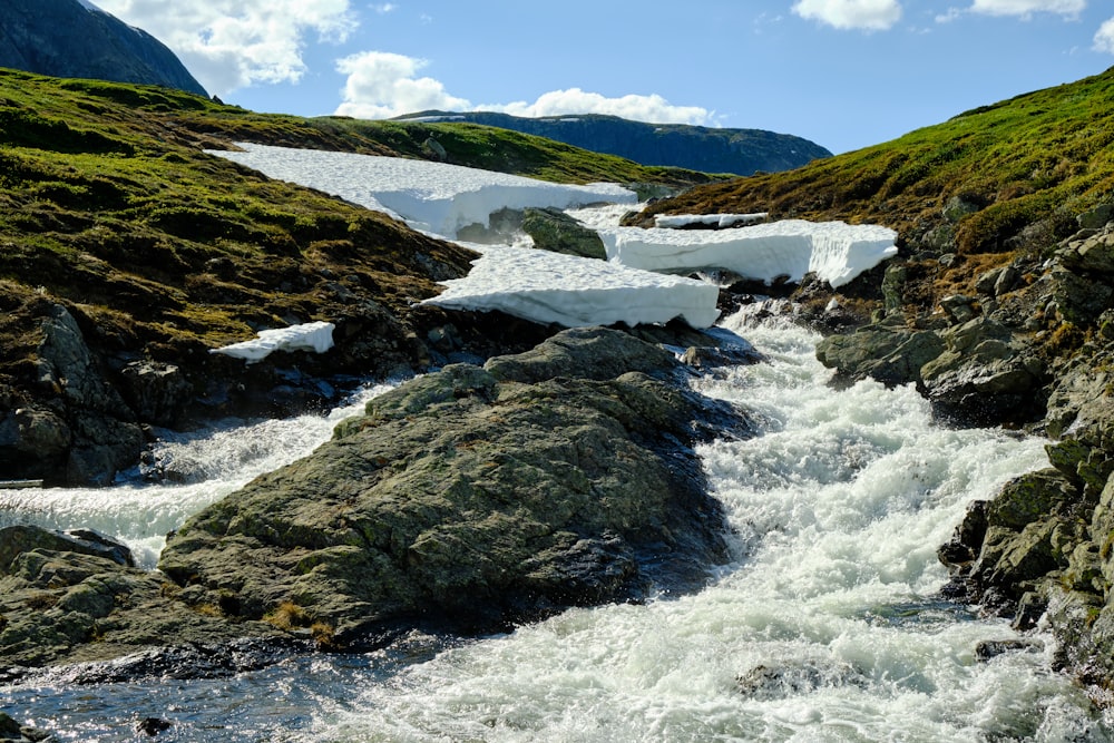 a river flowing through a valley