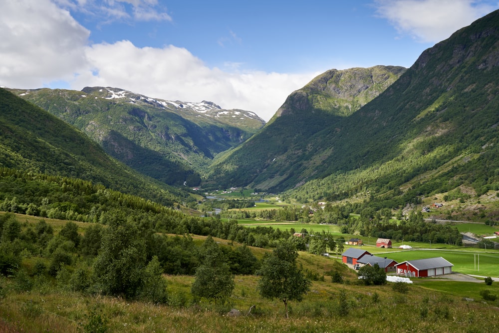 a small town in the valley between mountains