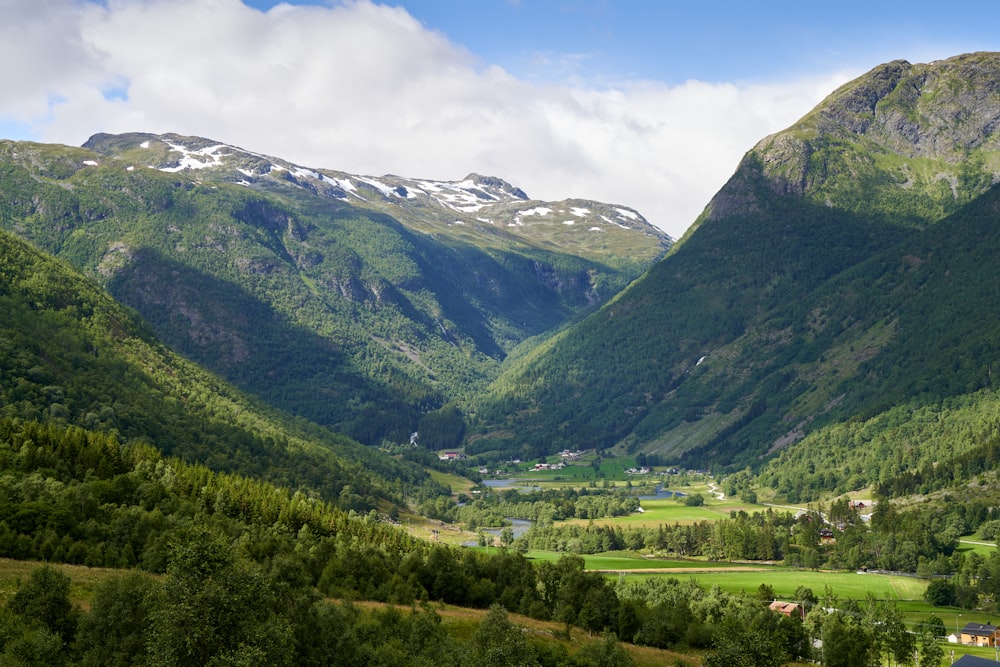 a valley between mountains