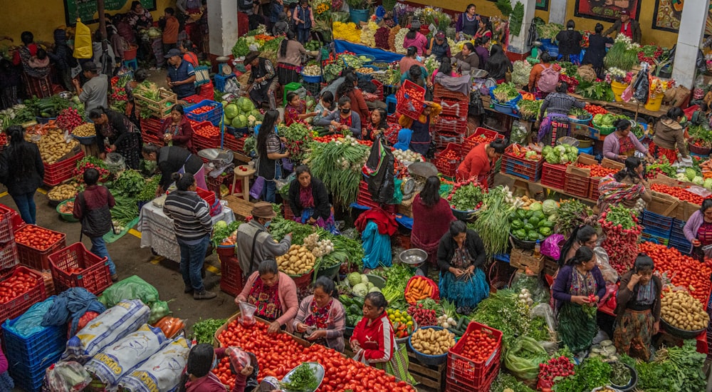 a large group of people at a market