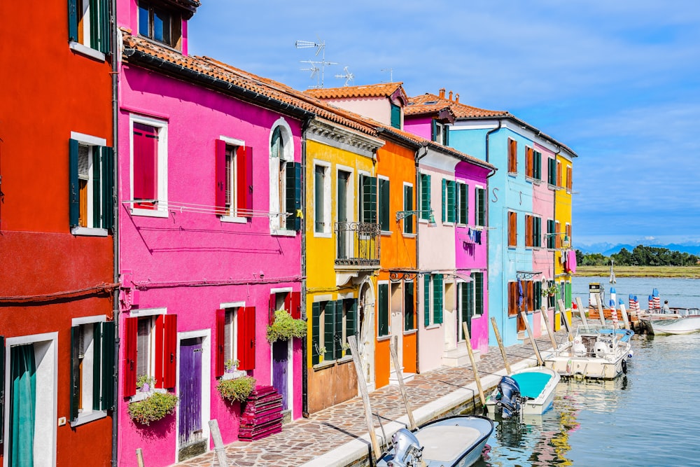 a row of colorful buildings