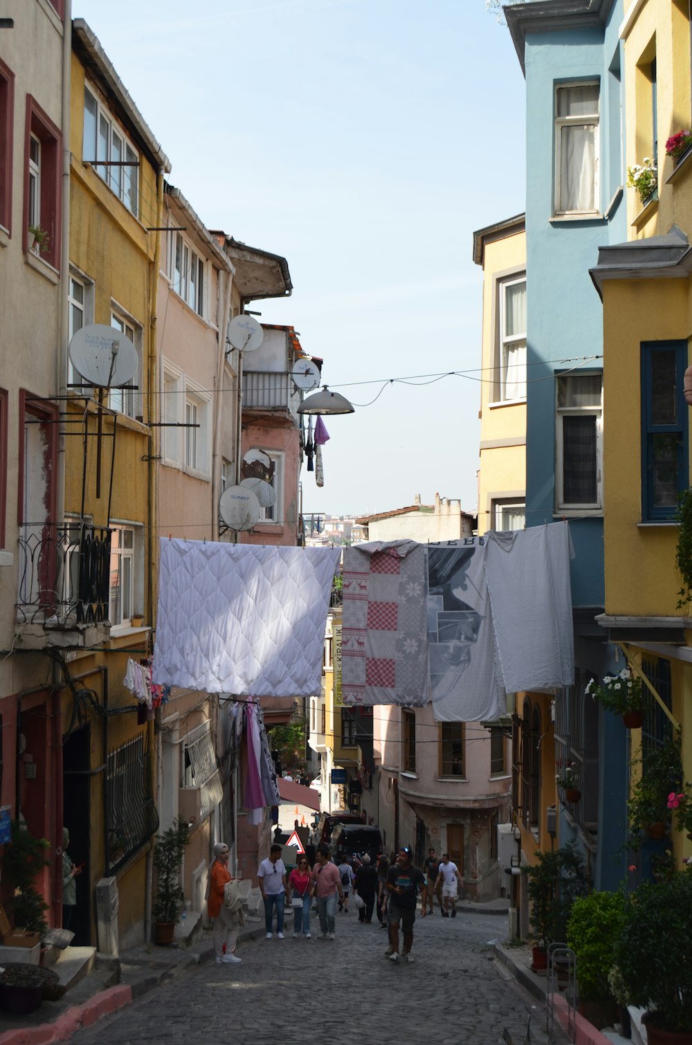 people walking on a street