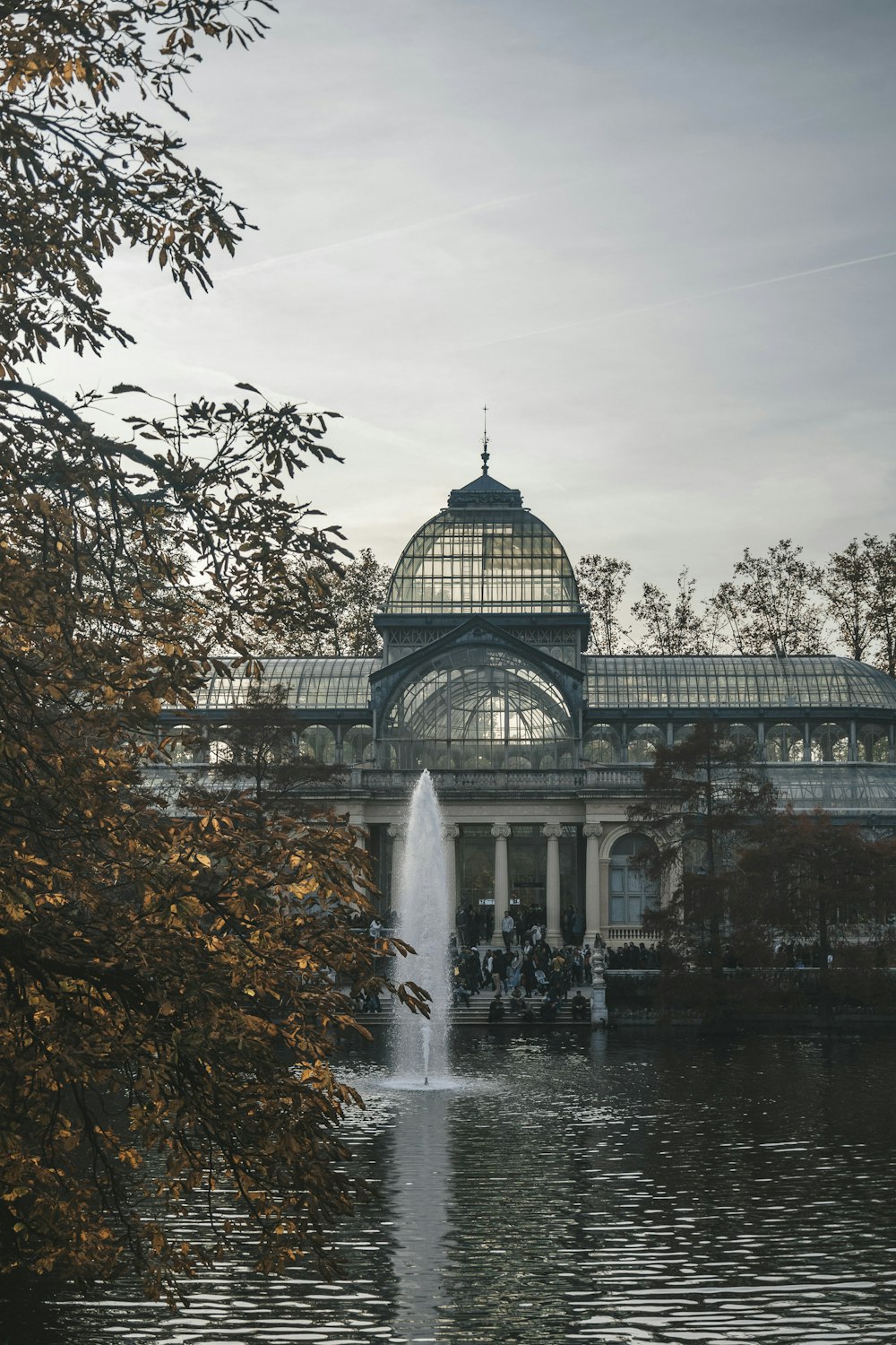 a fountain in front of a building