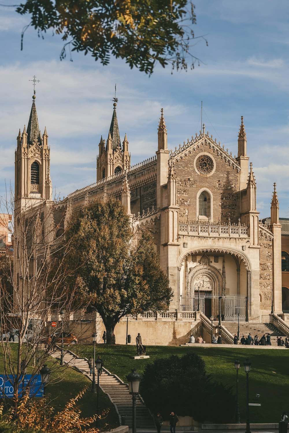 a large building with towers