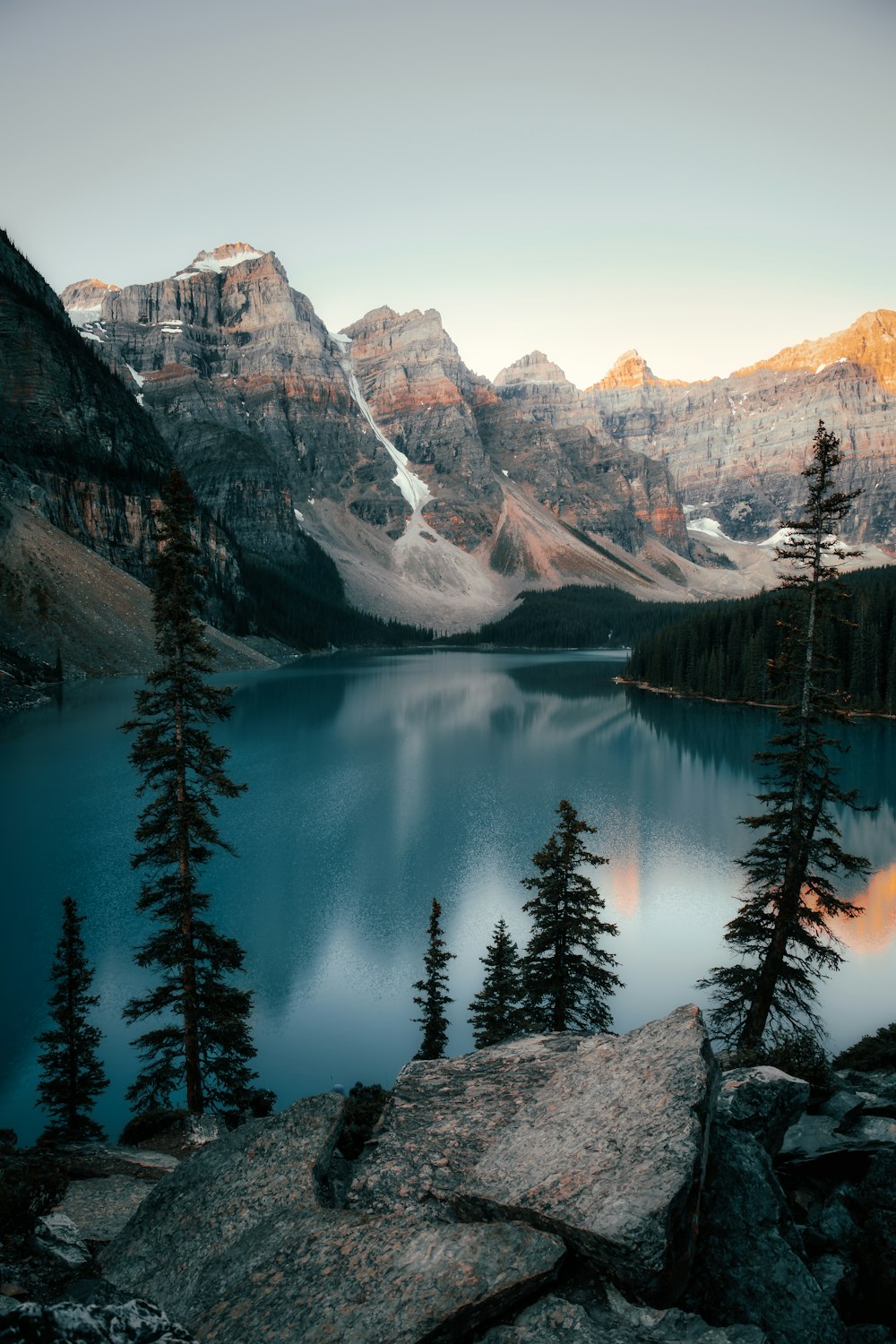 a lake surrounded by mountains