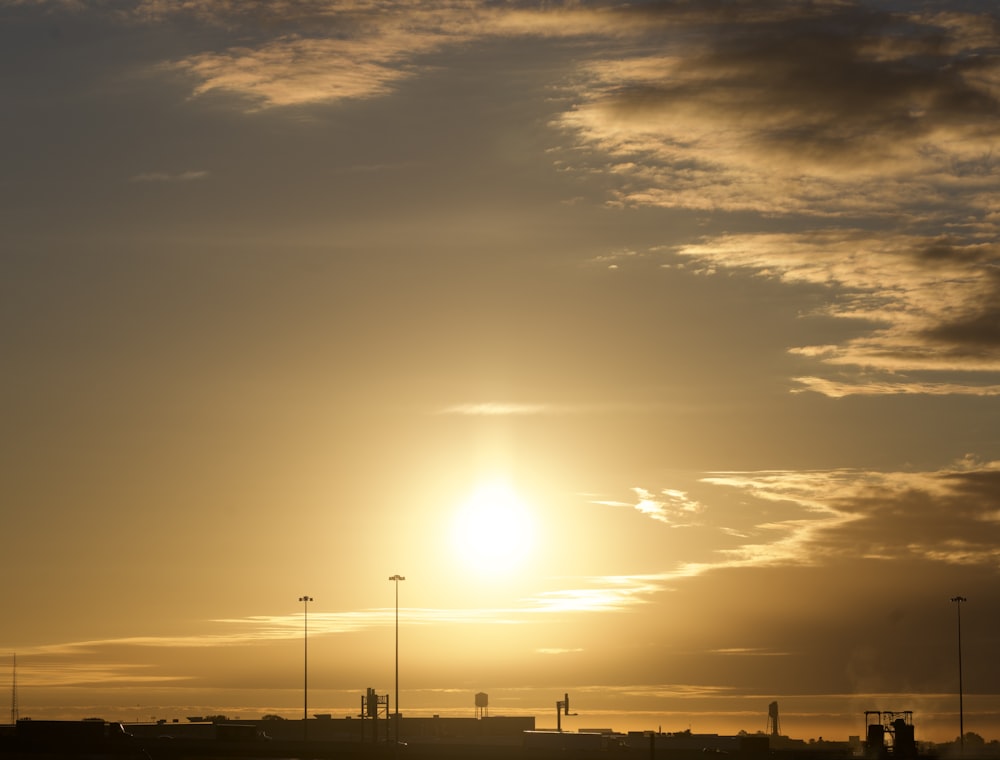 a sunset with clouds