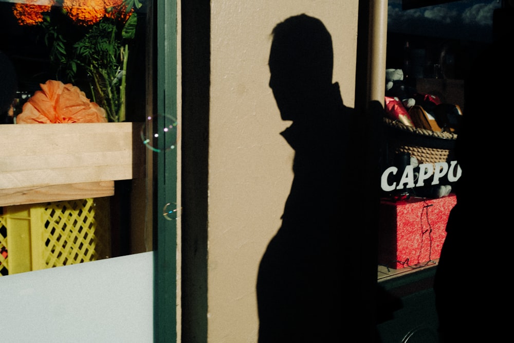 a person walking in a doorway