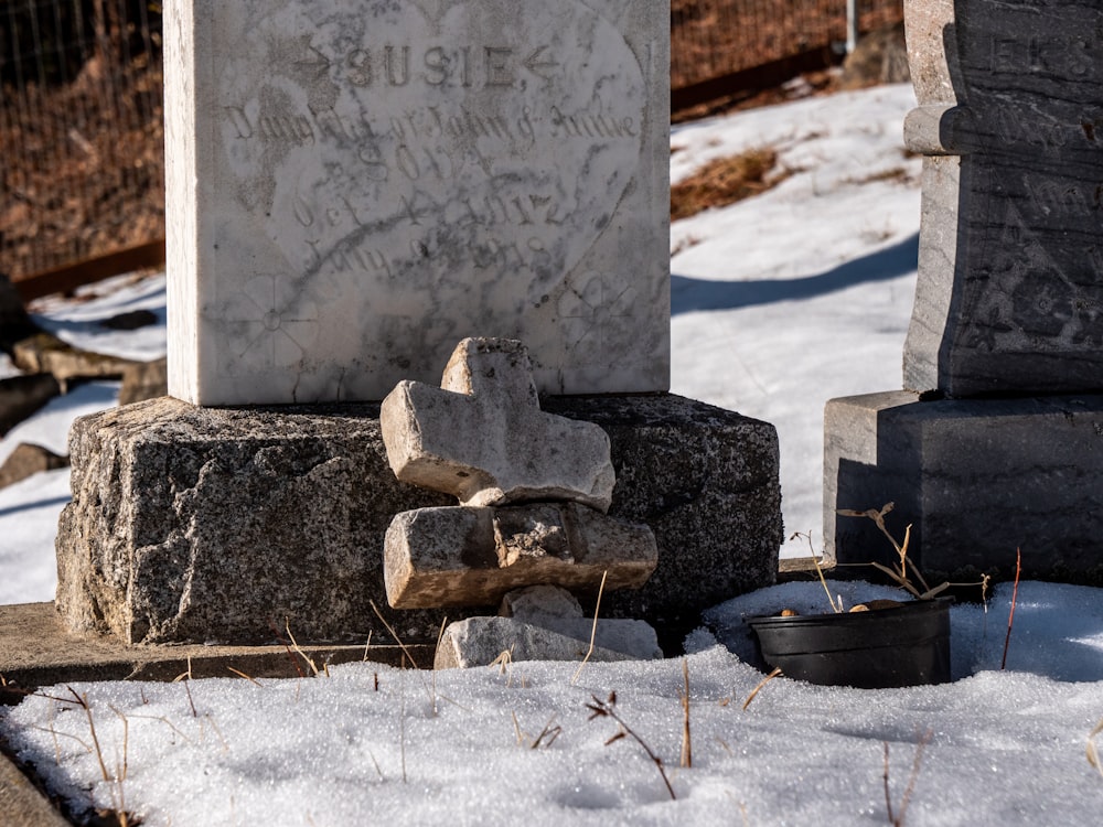 a stone grave stone