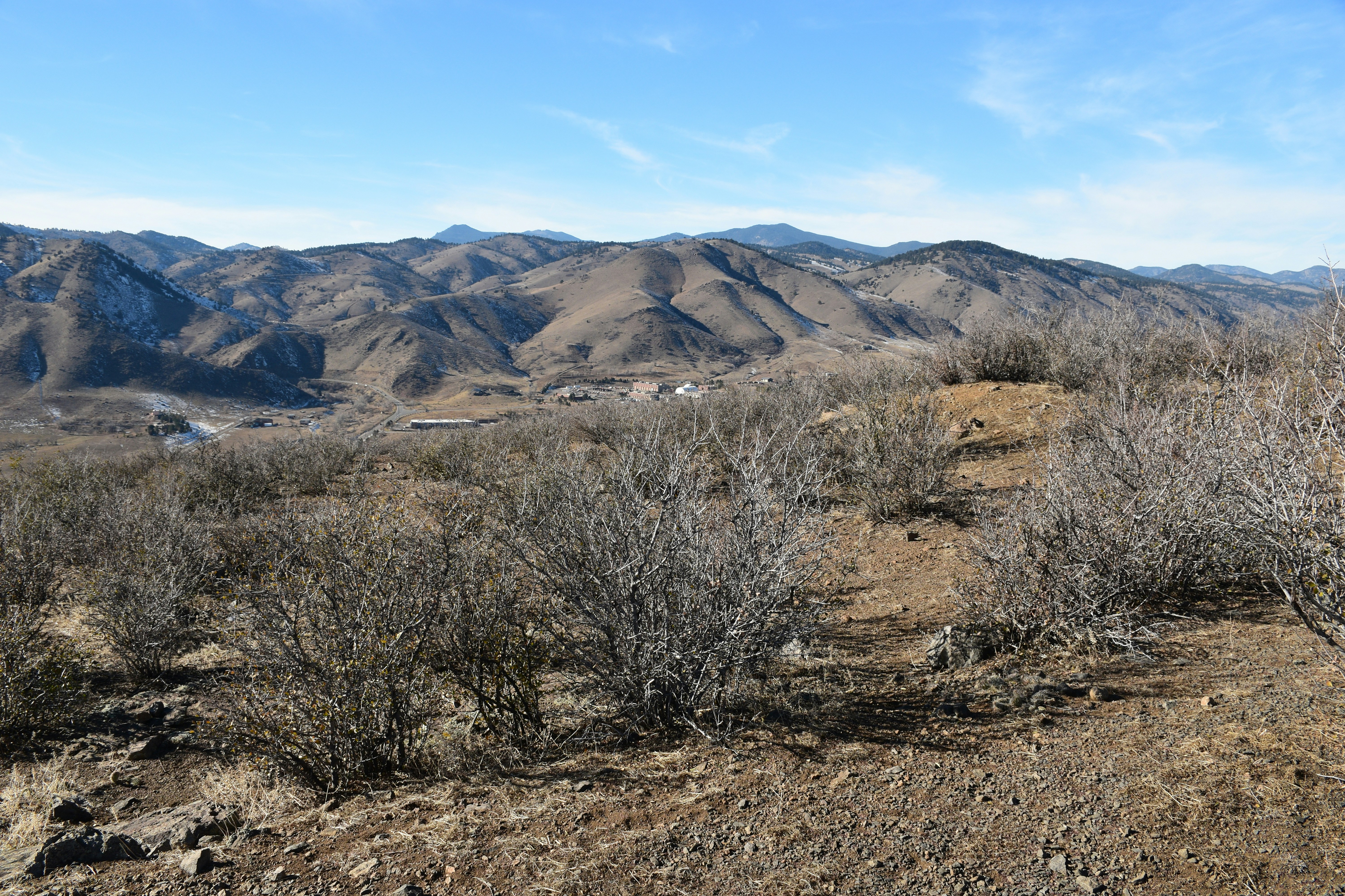 a landscape with hills and trees