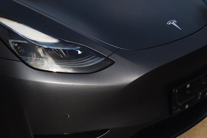 Front of a glossy protected vehicle