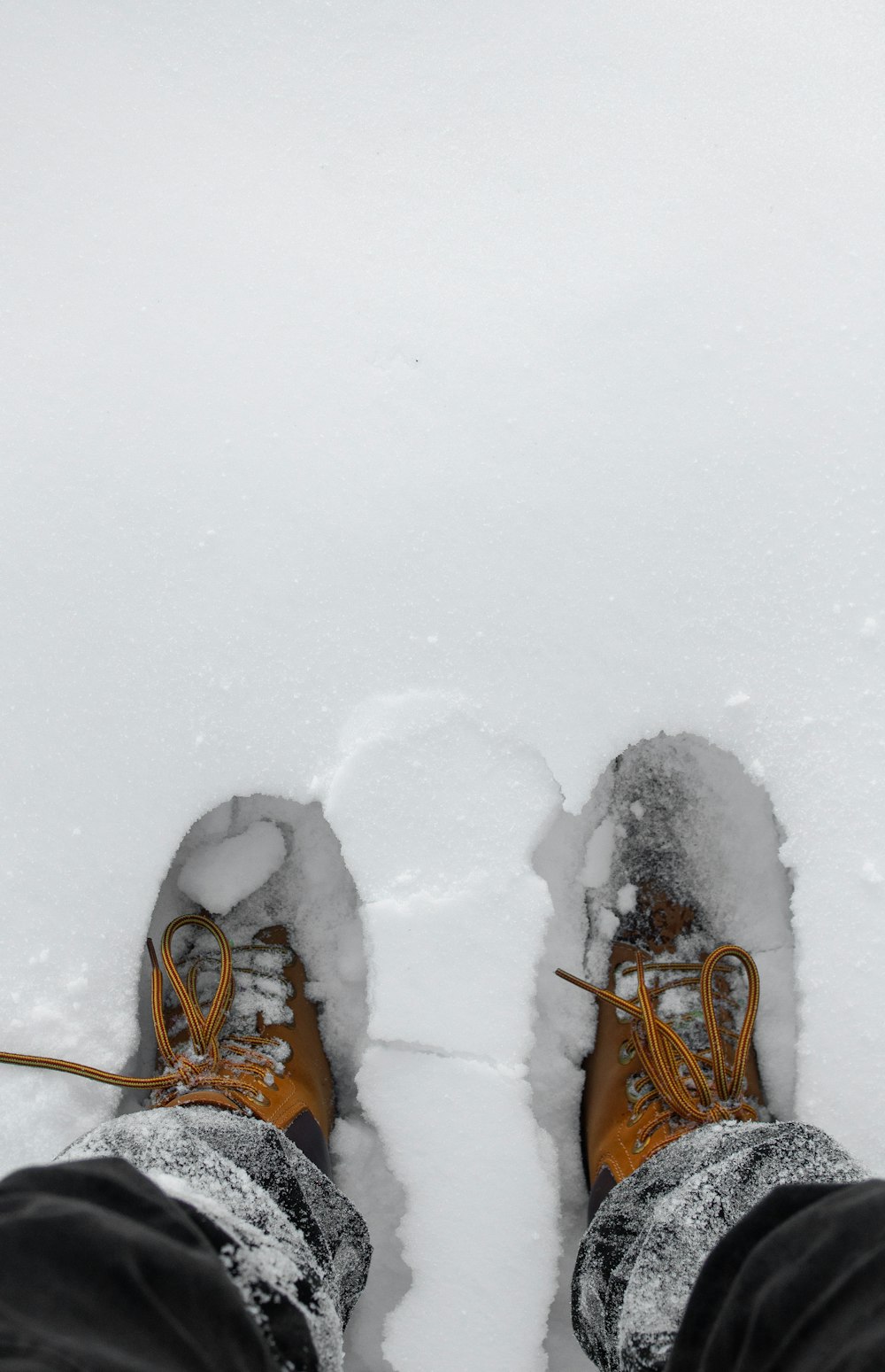 a pair of feet in snow