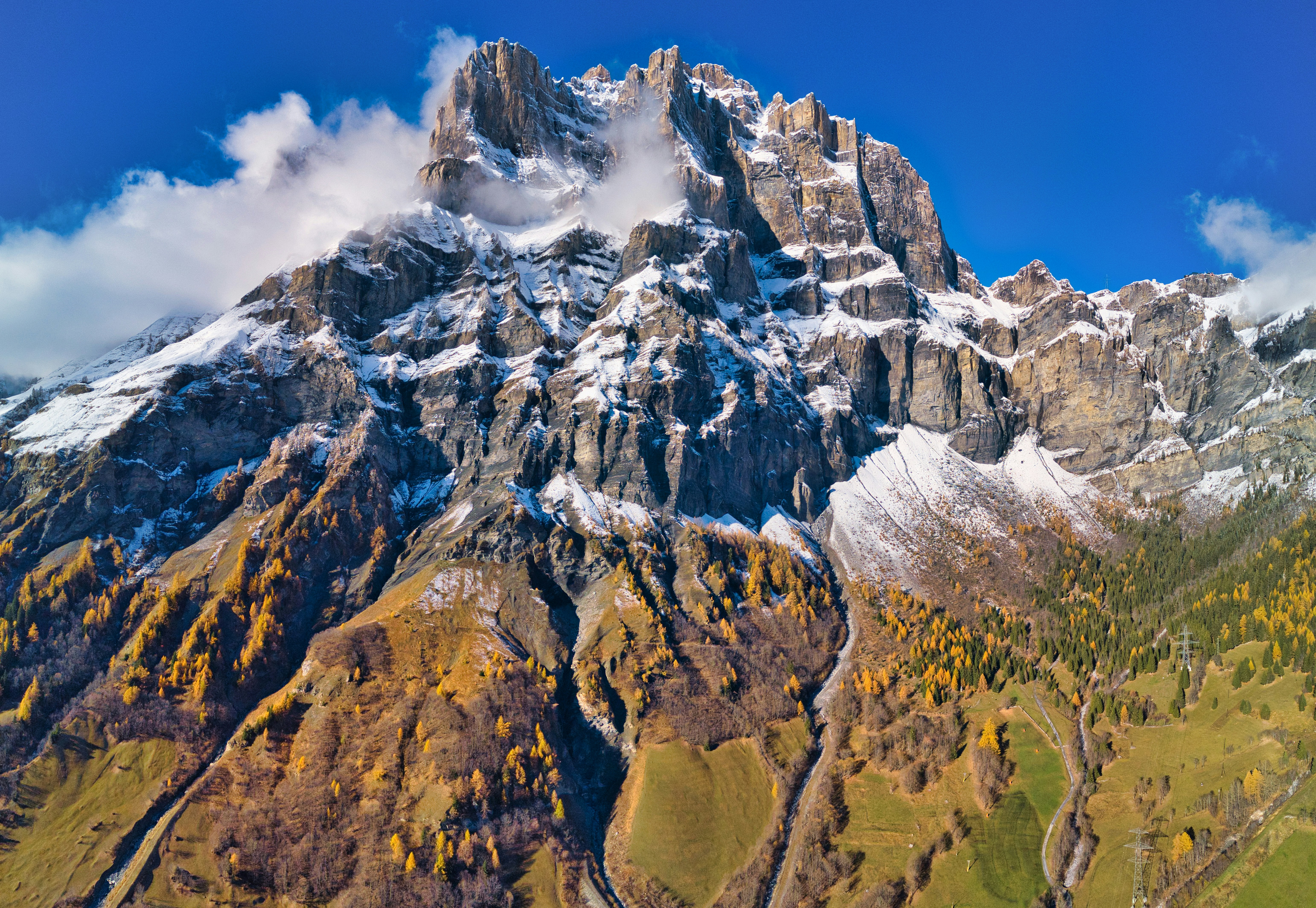 a mountain with snow