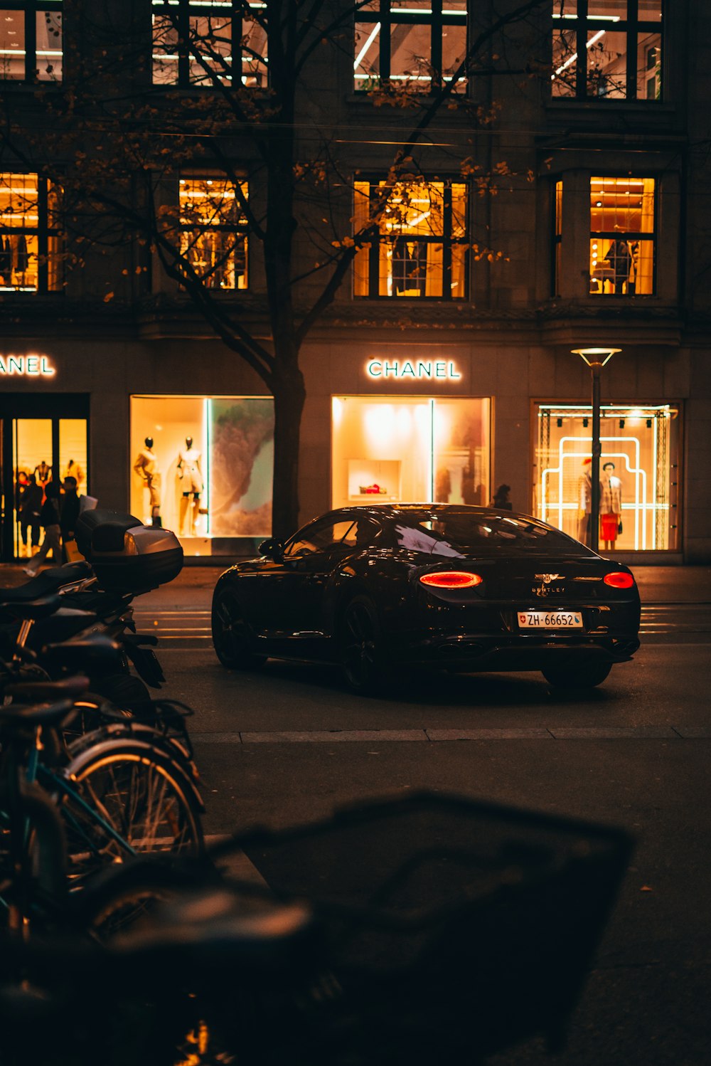 a car parked in front of a building