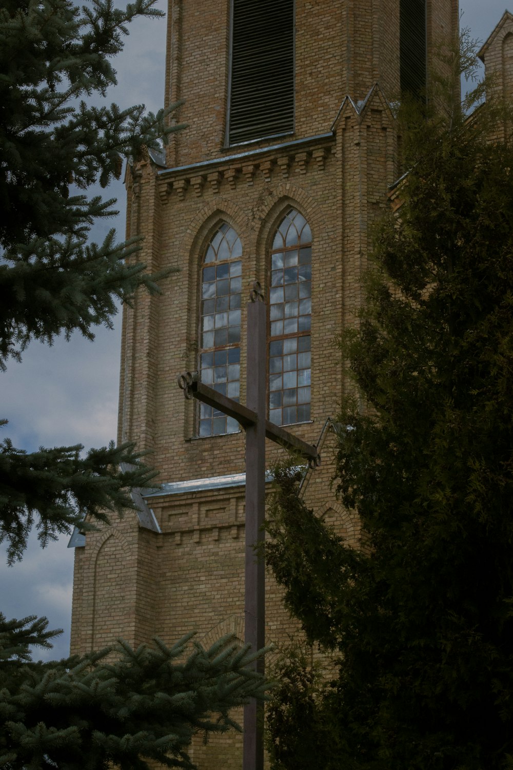 a brick building with a tall tower