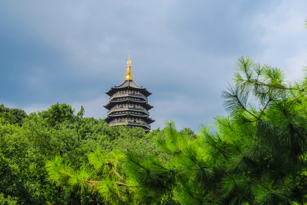 Leifeng Pagoda above West Lake in Hangzhou