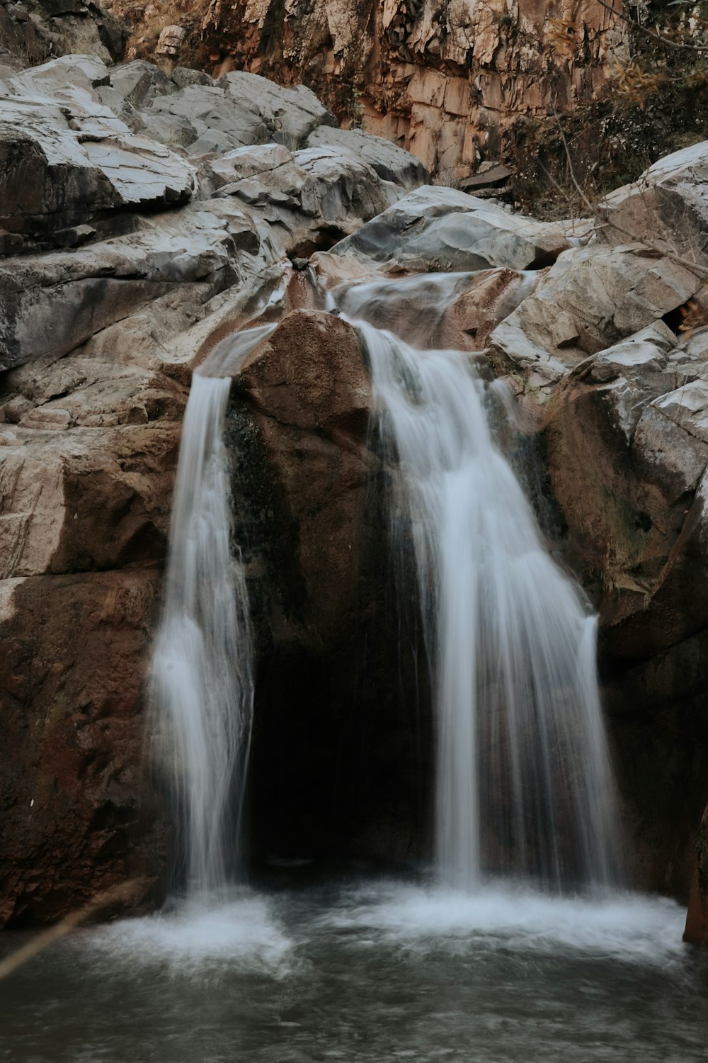 a waterfall over rocks