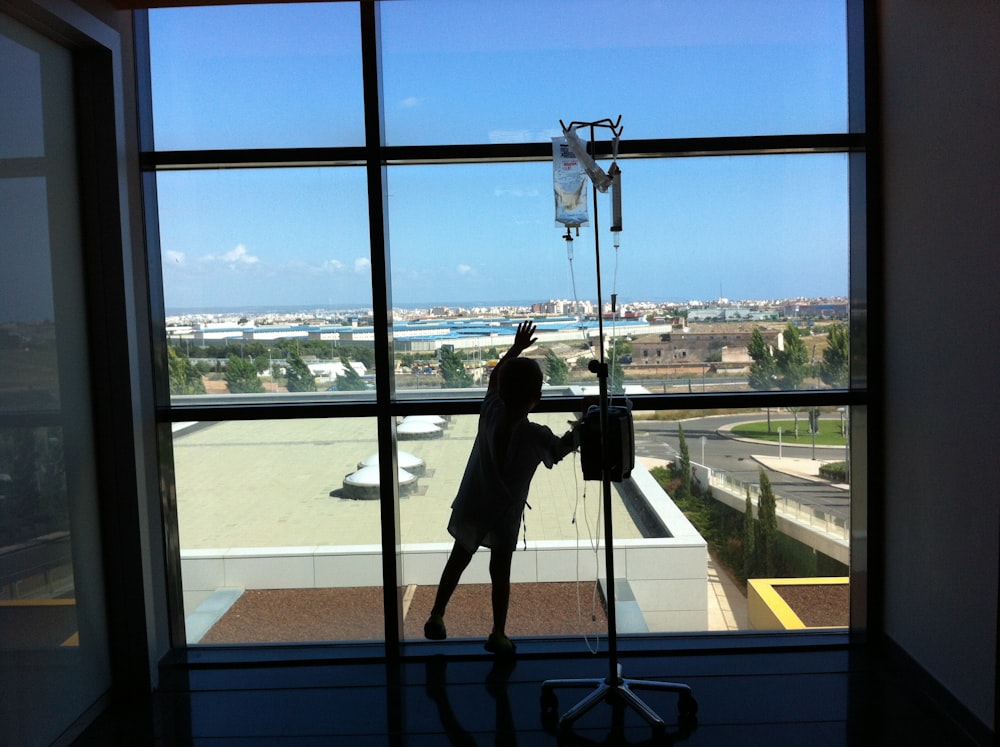 a person standing on a balcony