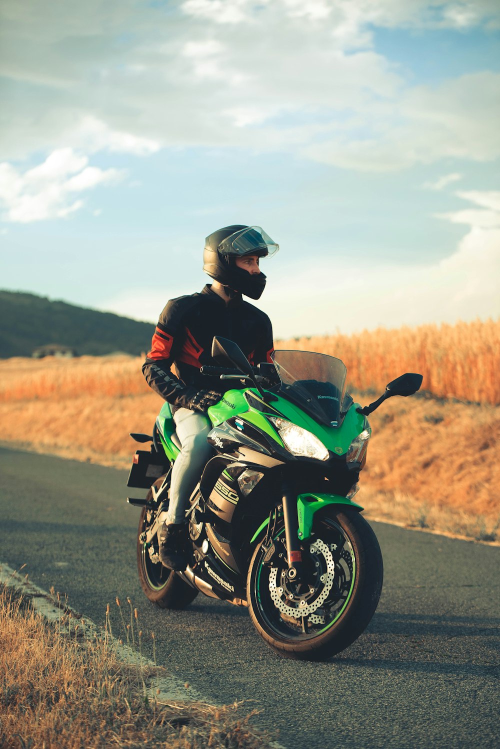 a man on a motorcycle