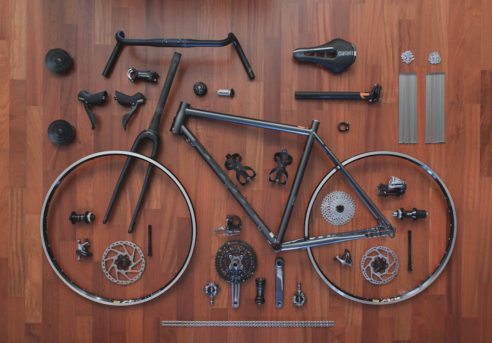 a bicycle with a wooden frame