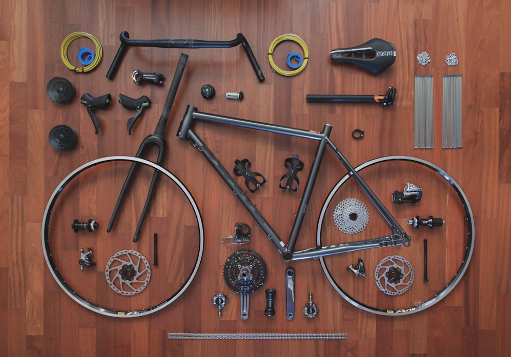 a bicycle with a wooden frame