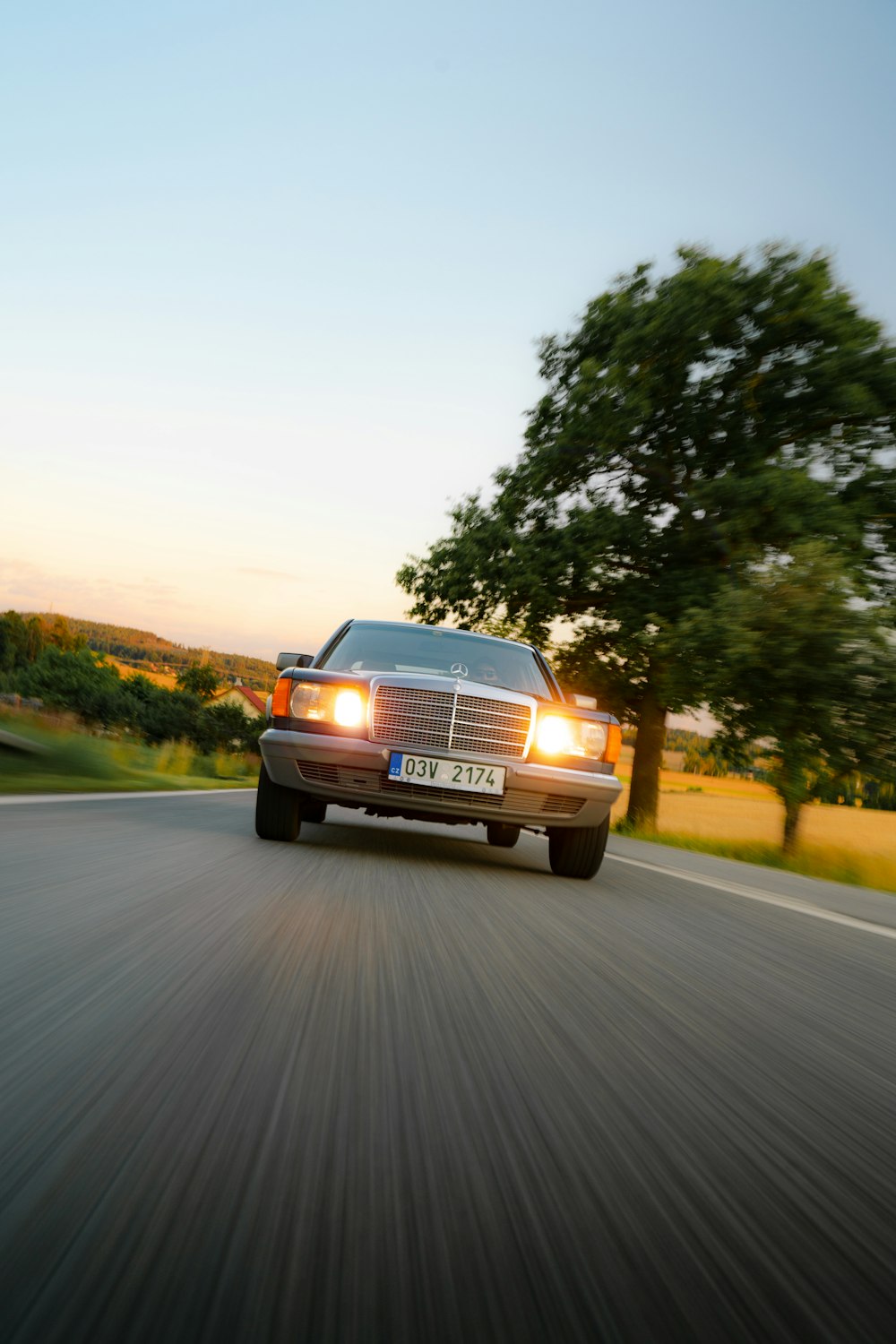 a car driving down a road