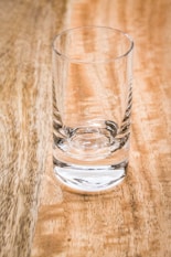a glass of water on a table