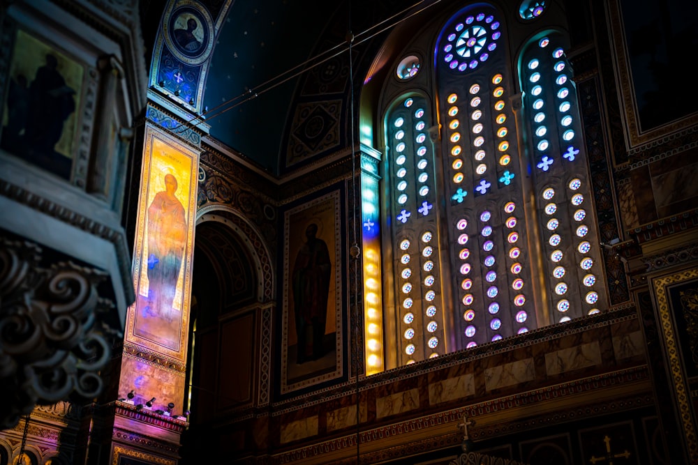 a building with stained glass windows