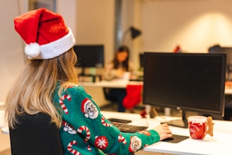 a person wearing a santa hat
