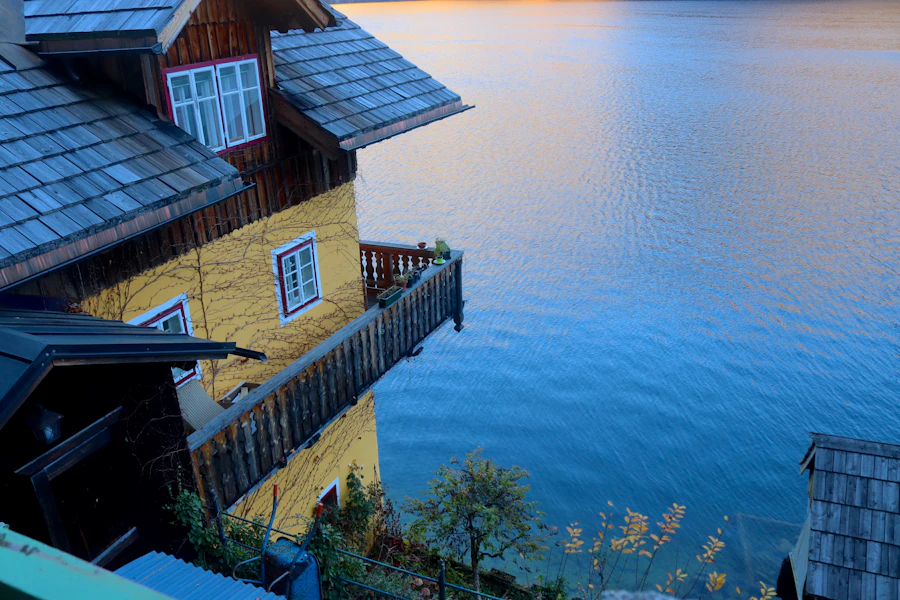 row of houses next to the water