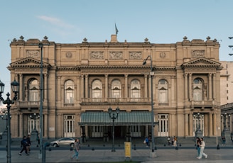 a large stone building with many windows