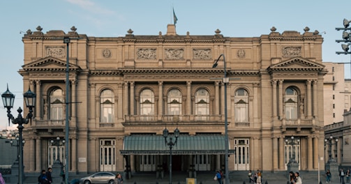 a large stone building with many windows