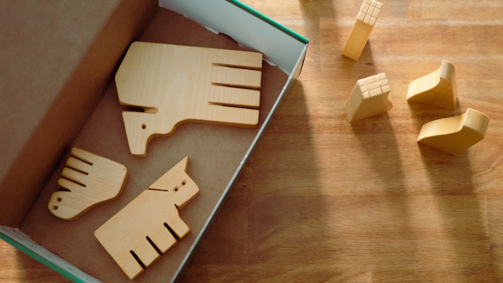 a group of wooden blocks