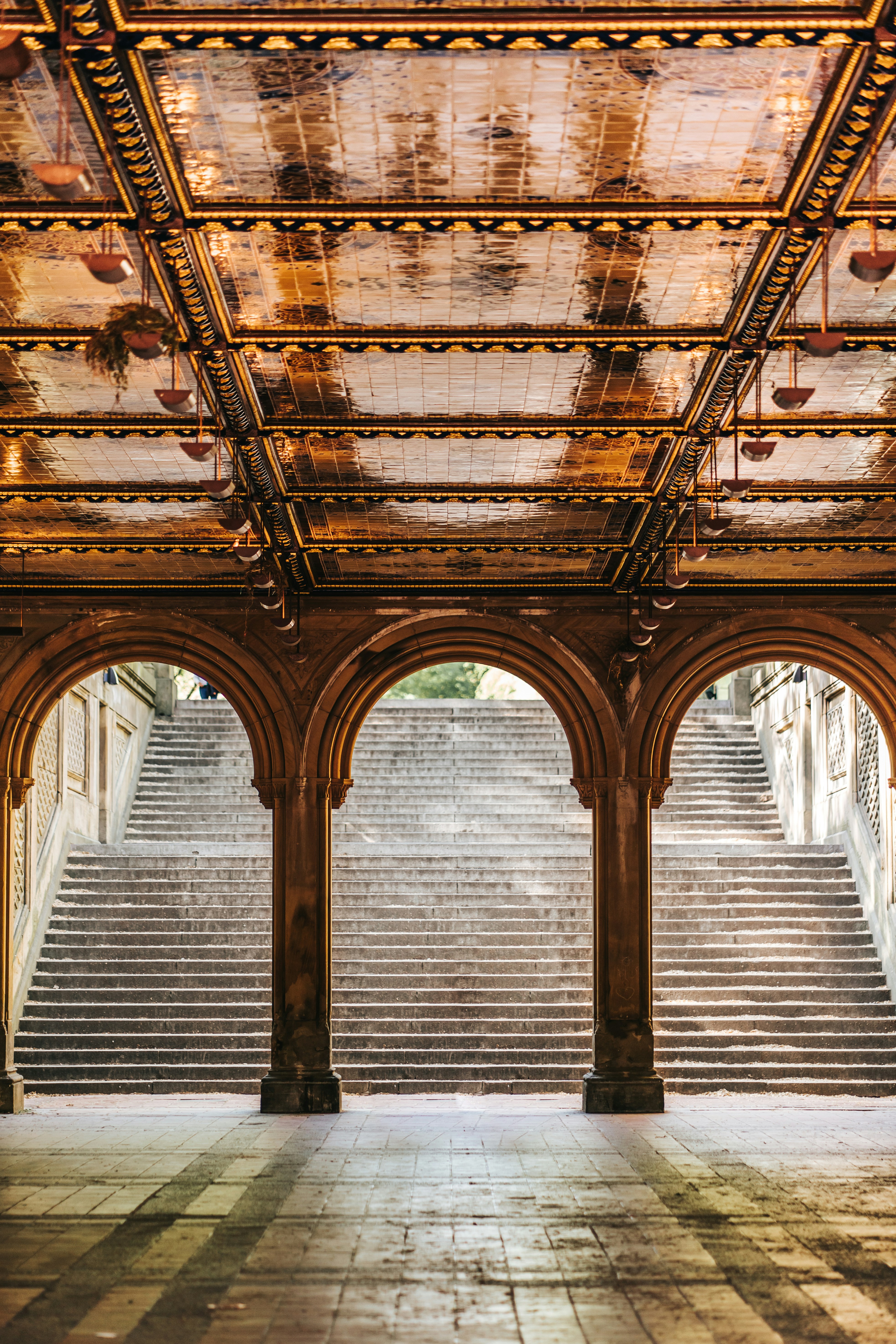 a large room with a large ceiling