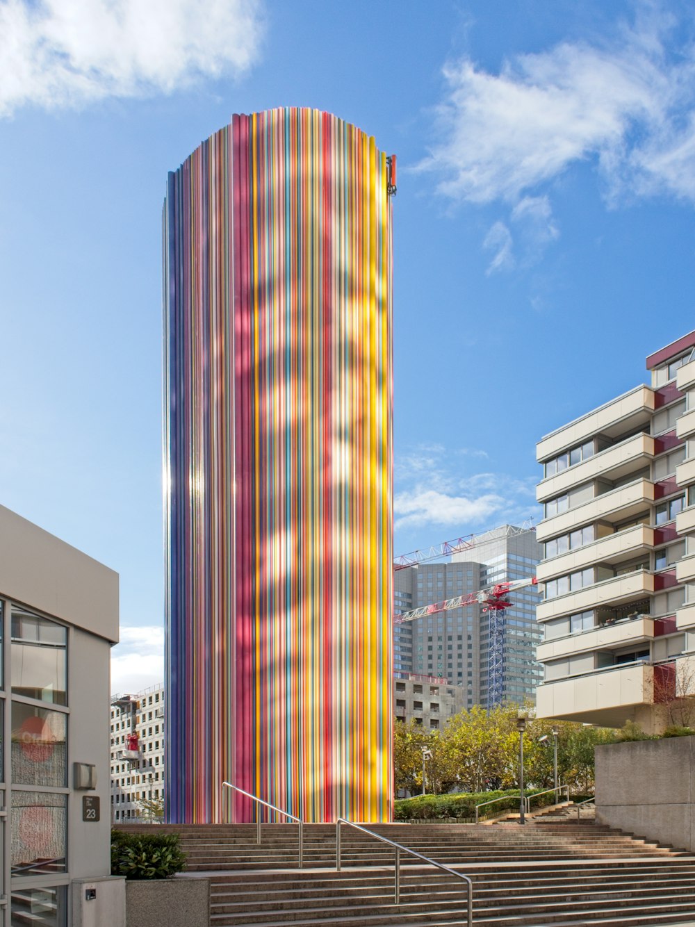 a rainbow colored building