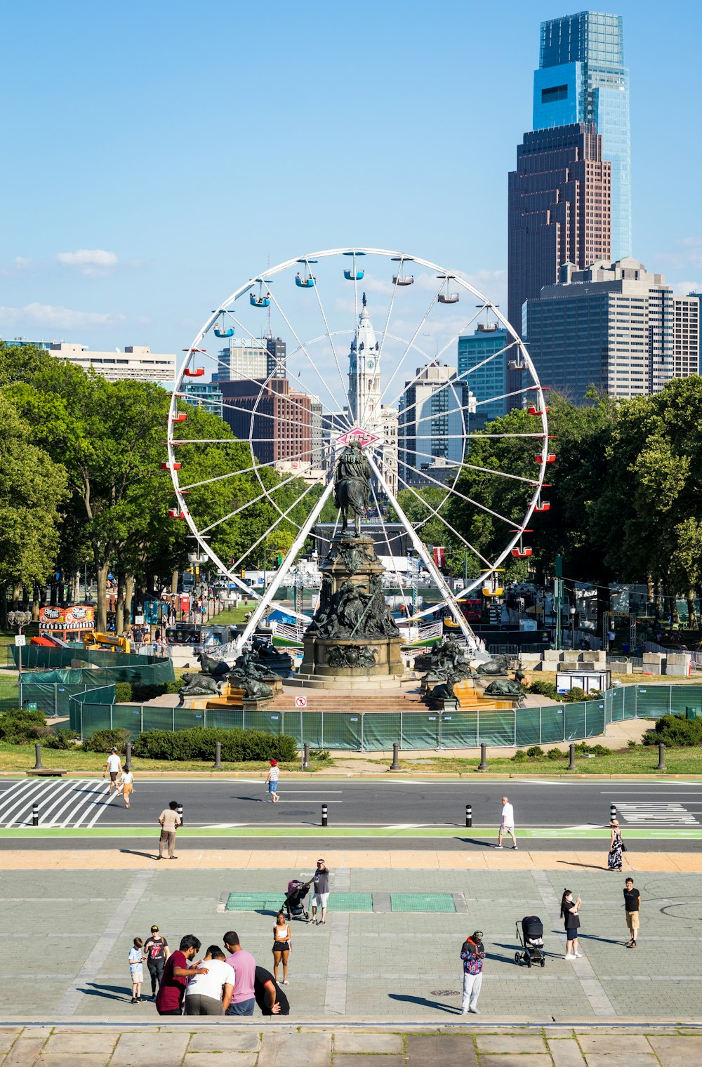 a large ferris wheel in a city