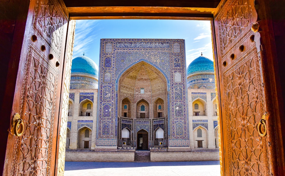 a building with a blue sky