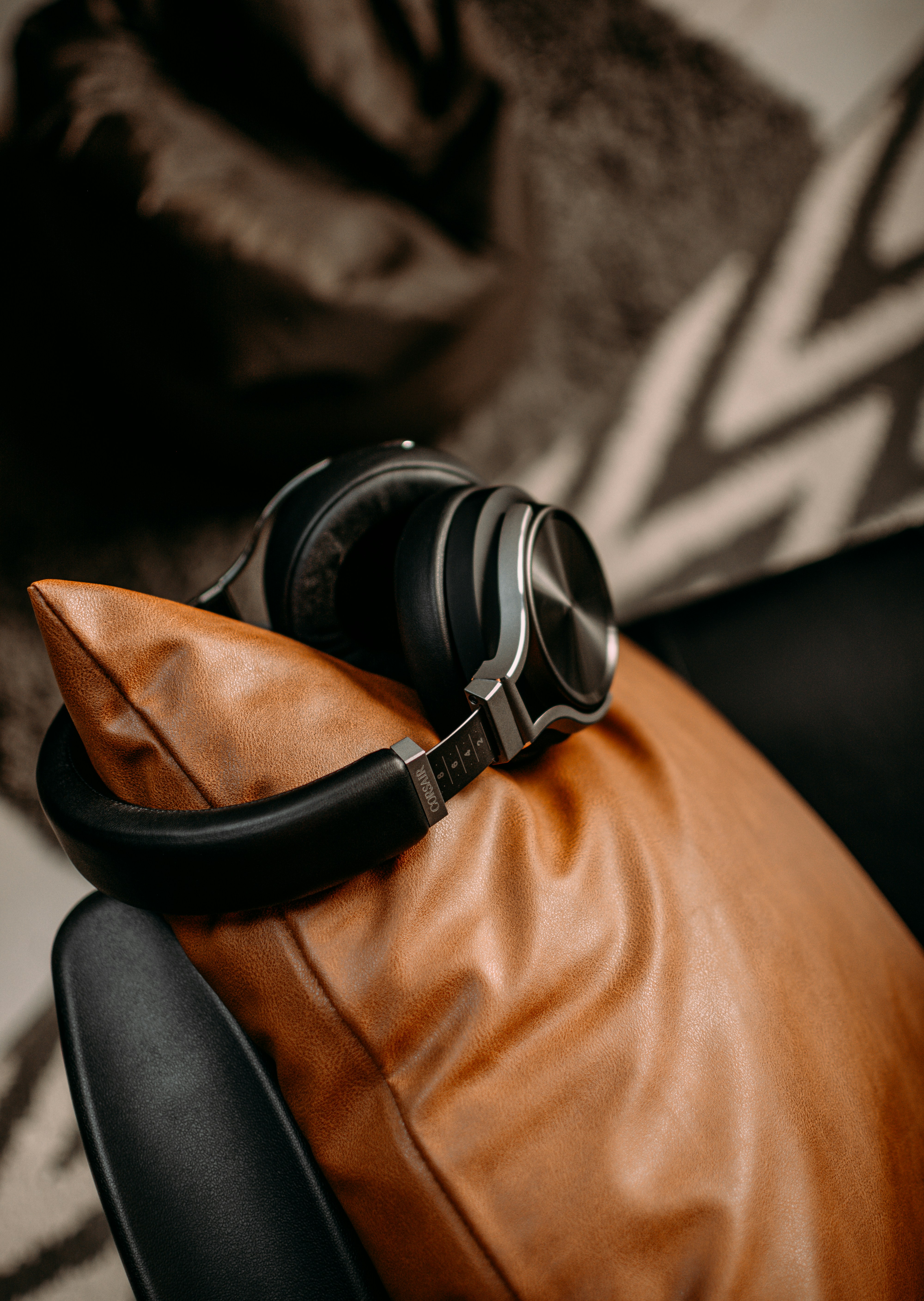 a person wearing a black headphone