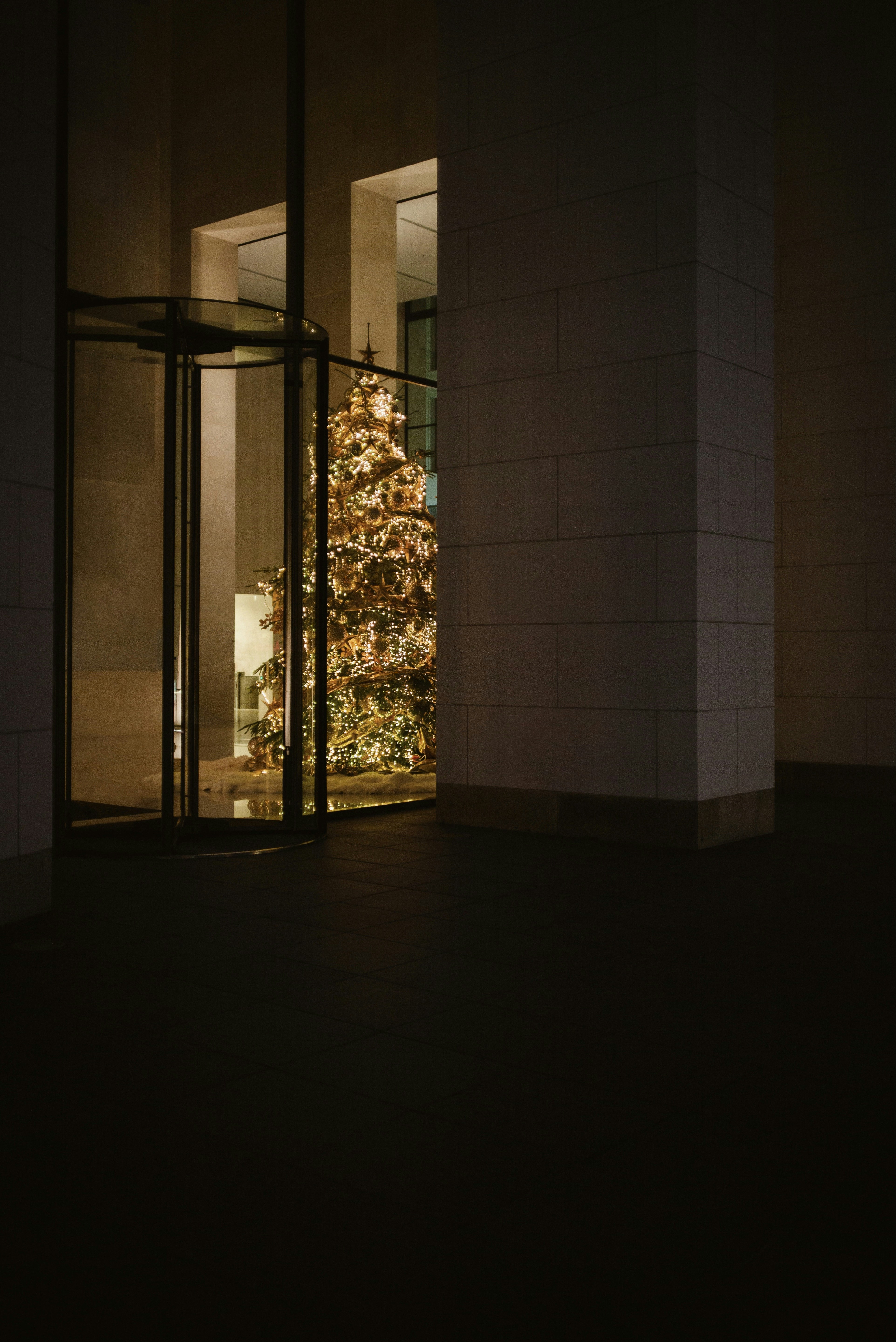 a building with a tree outside