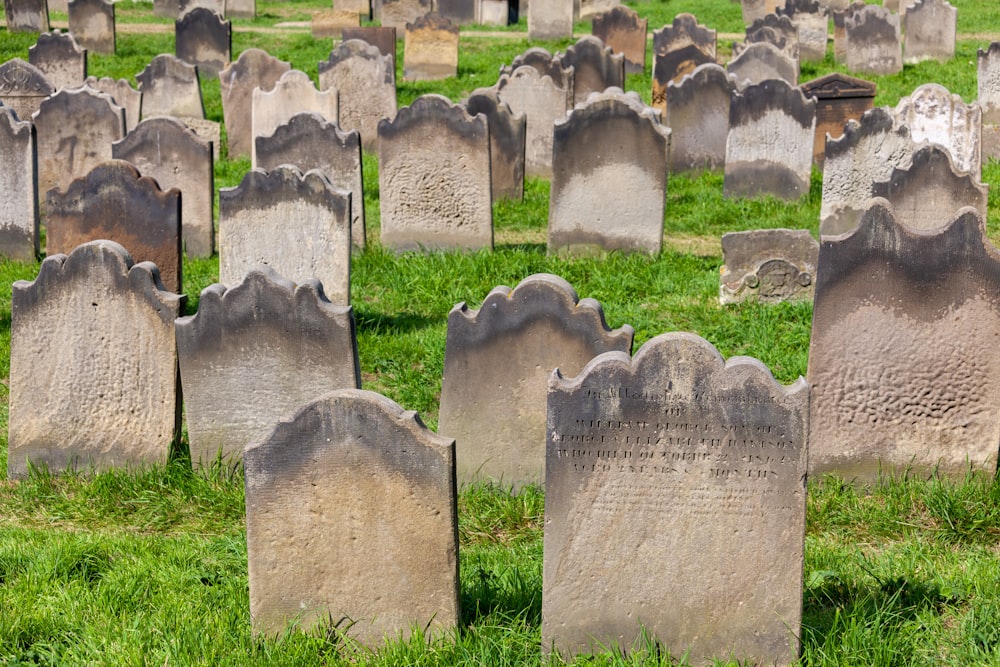 a group of stones in a graveyard