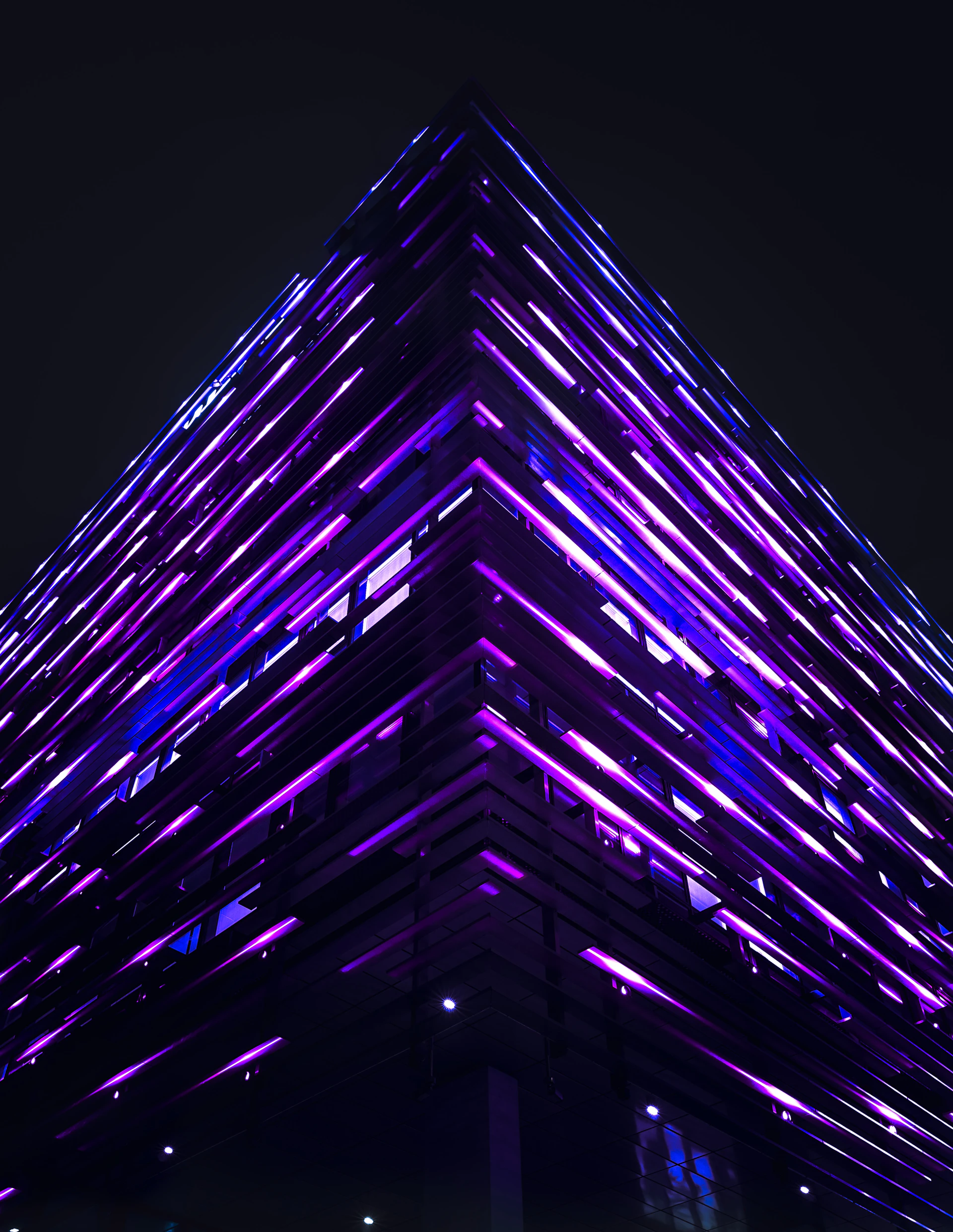 a building with many lights