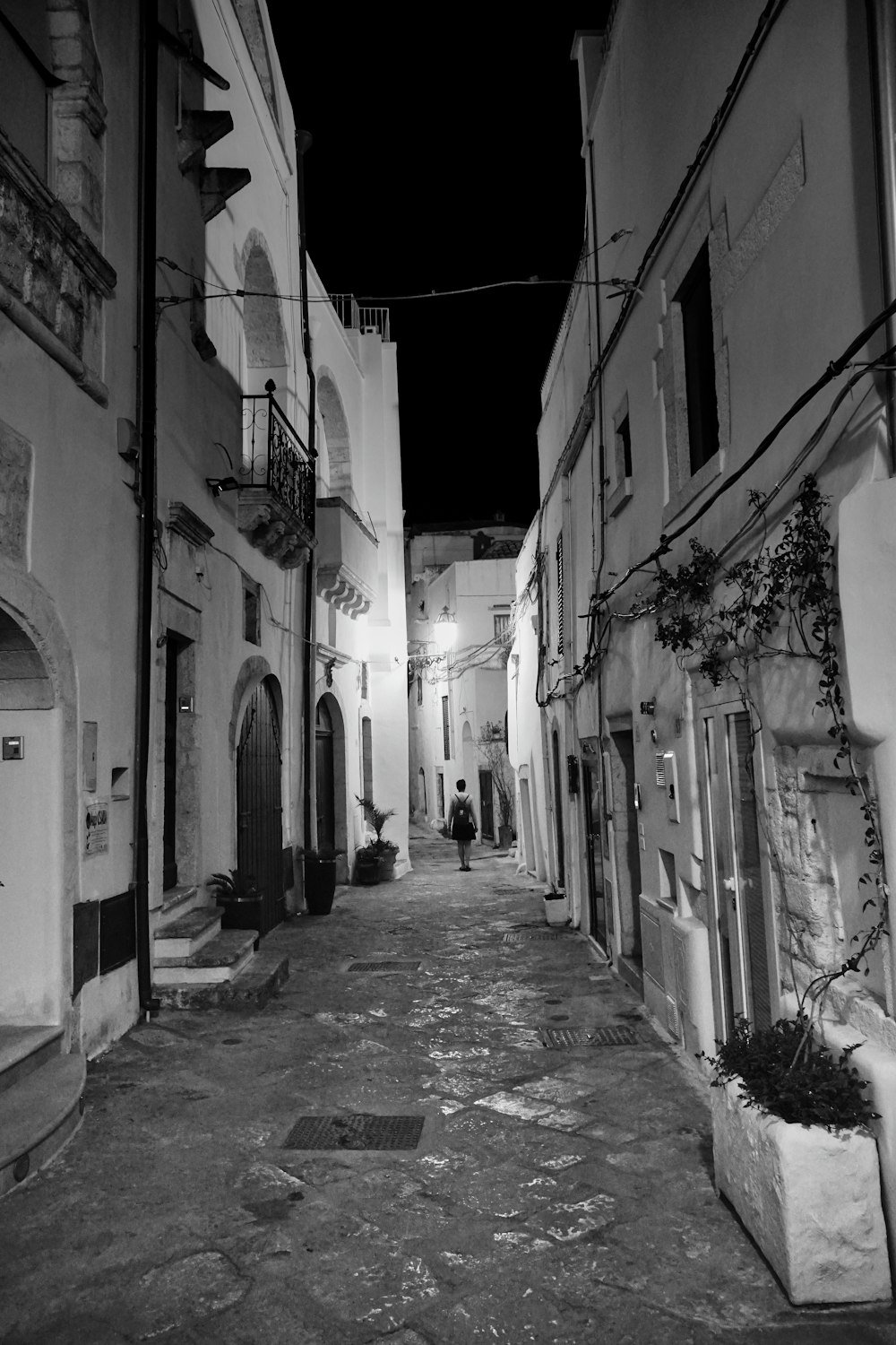 a person walking down a street