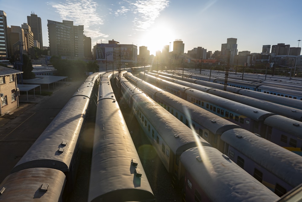 a train station with trains