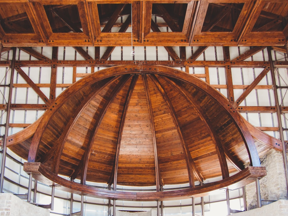 a large wooden spiral staircase