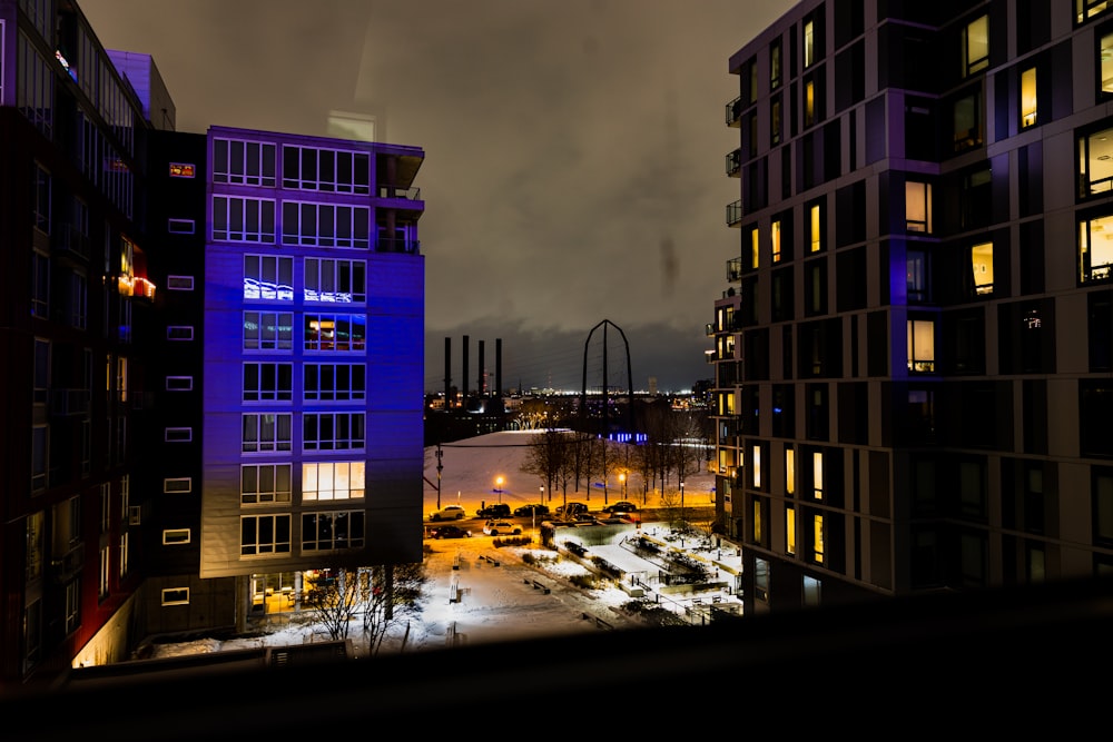 a city street at night