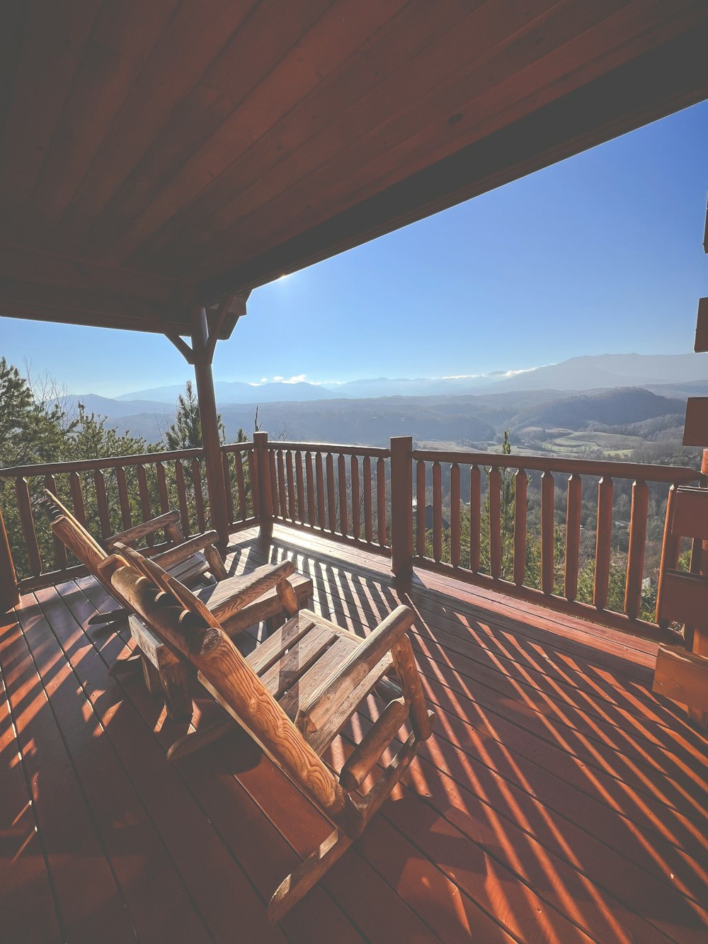 a bench on a deck