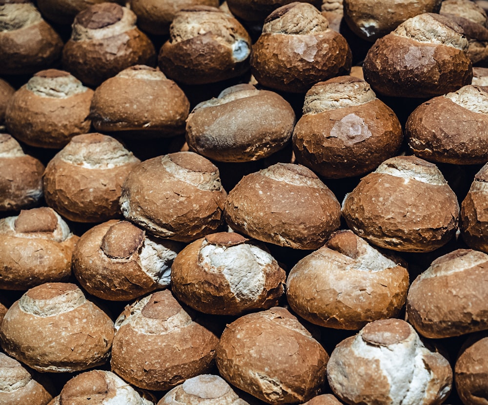 a pile of brown mushrooms