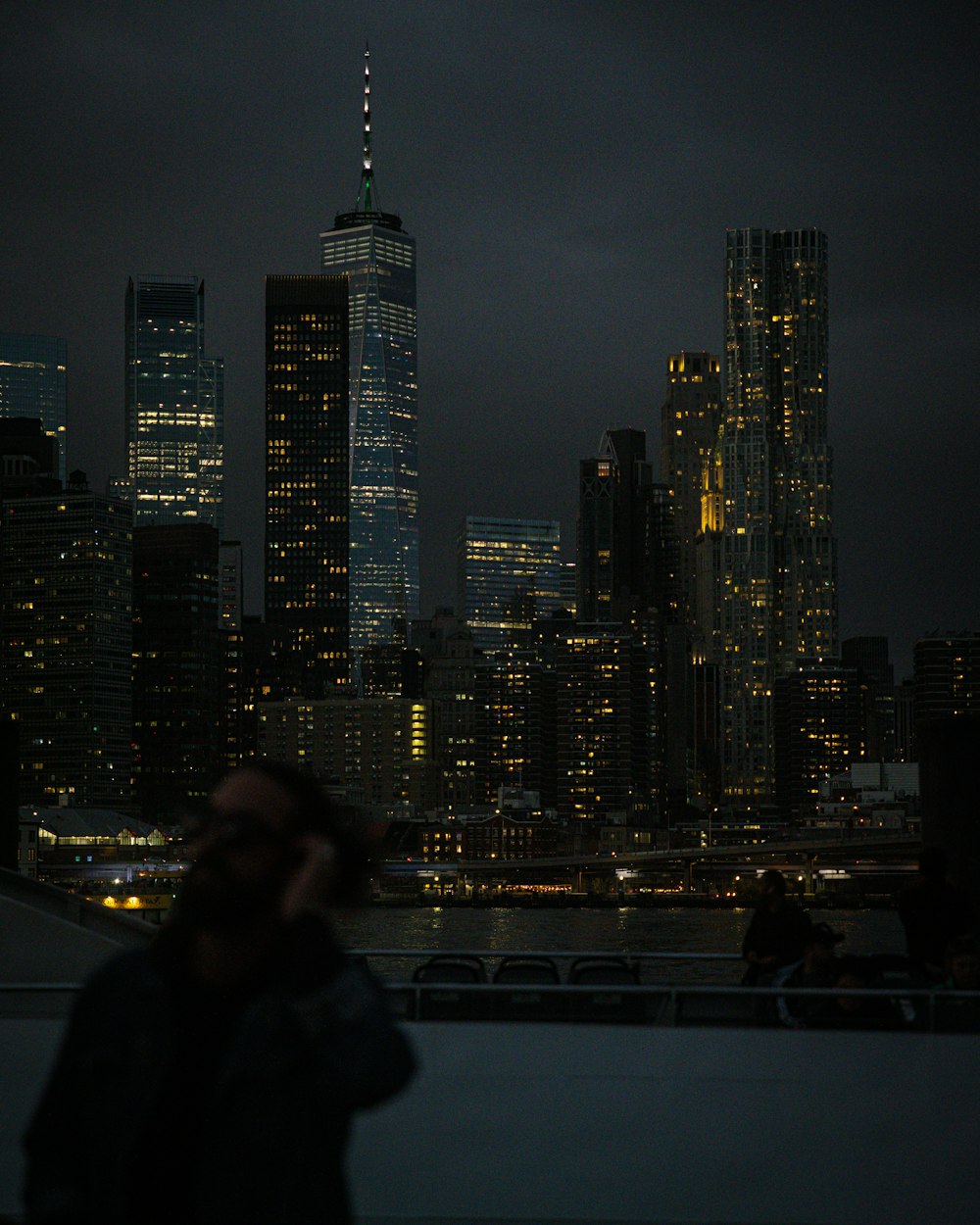 a city skyline at night