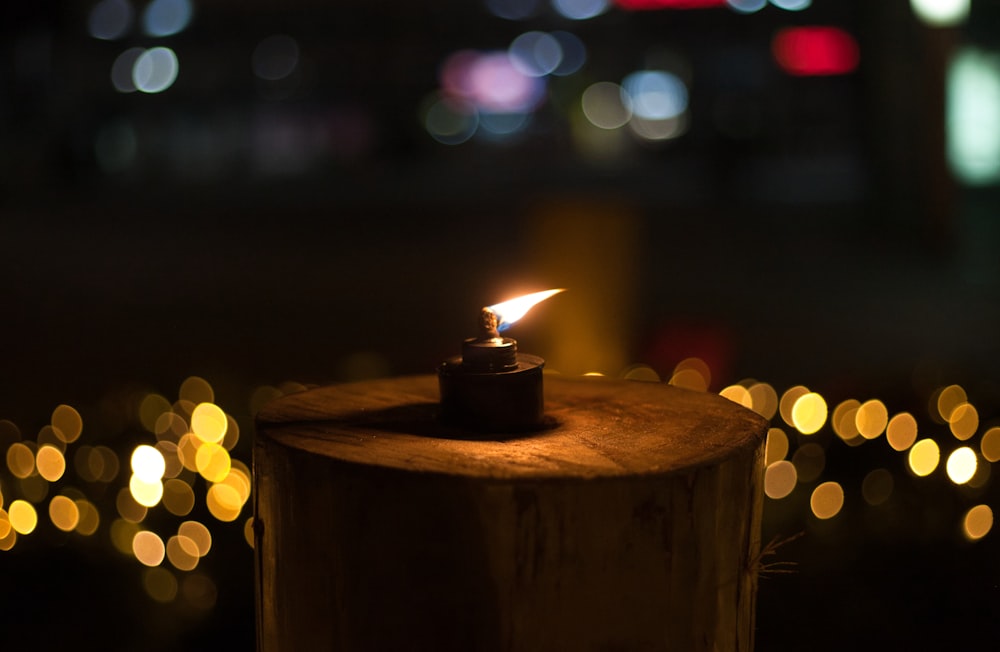 a candle on a table