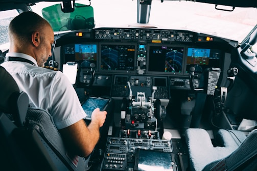 a man in a cockpit